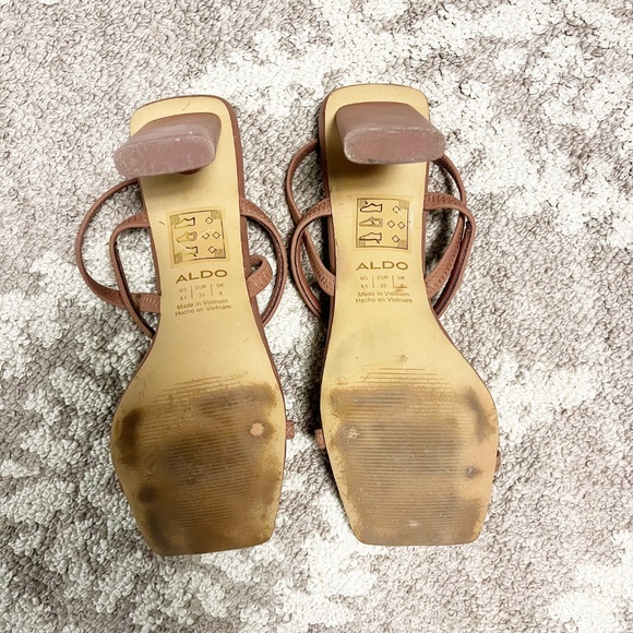 Aldo Okurr Block Heel Sandal Bone Taupe Color Size 8.5 - Picture 4 of 6